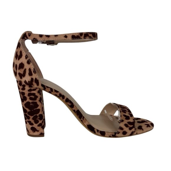 The Drop 10 Rebecca Leopard Print Ankle Strap Block Heeled Sandal Brown NWOB - Picture 1 of 16